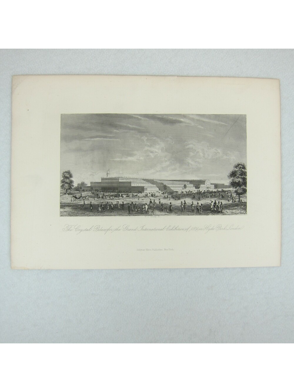 Antique 1851 Engraving Print Crystal Palace Grand International Exhibition RARE